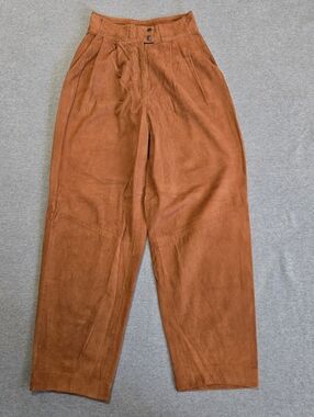 Vintage Brown Suede Leather Pants In Transit Womens Size 4 High Waist Pockets